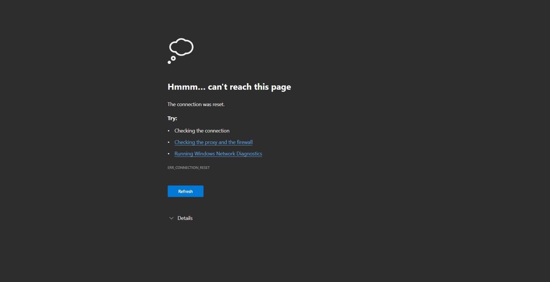 ERR_CONNECTION_RESET