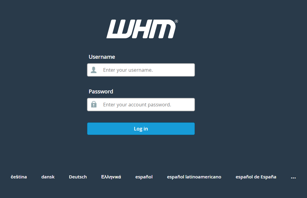 Login to WHM
