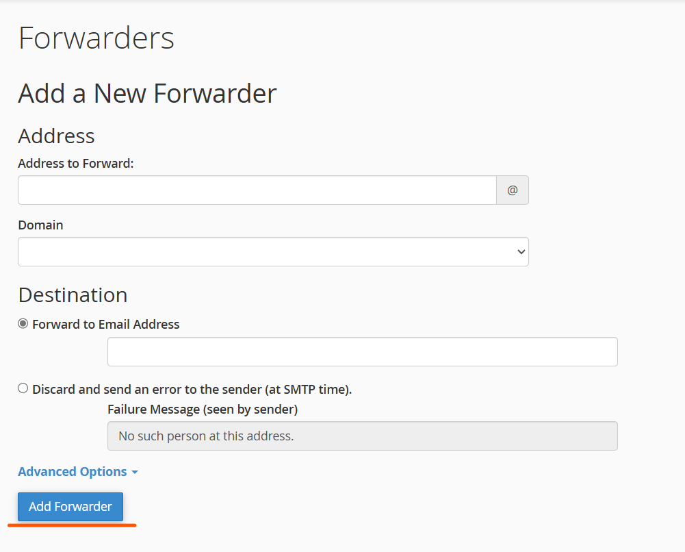 add new email forwarder